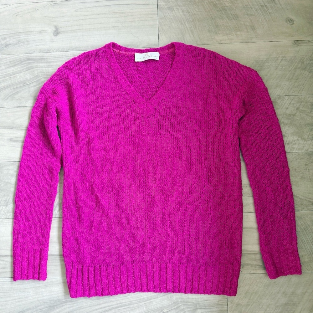 Amanda Uprichard Bright Magenta V-Neck Sweater